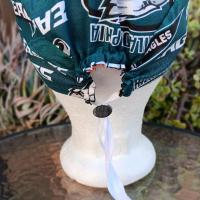 Toggle Cord Lock Reversible Philadelphia Eagles / Flyers scrub cap, adjustable, for nurse, dentist, technician, food service, handmade