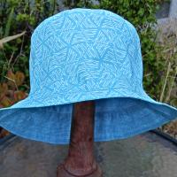 Geometic "F*ck" Print Bucket Hat, Reversible to Turquoise Blue, Size up to XXL, summer hat, sun hat, floppy hat, funny sassy gift for friend, adult gift