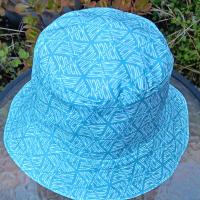 Geometic "F*ck" Print Bucket Hat, Reversible to Turquoise Blue, Size up to XXL, summer hat, sun hat, floppy hat, funny sassy gift for friend, adult gift