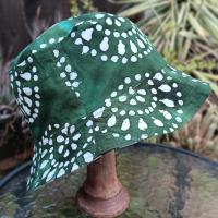 MSU Bucket Hat, Handmade, Reversible to Green & White Batik, Size LARGE, summer hat, fishing hat, floppy hat, Michigan