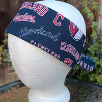 3” wide Cleveland Guardians self tie fabric headband, handmade, hair tie, hair wrap, pin up style, scarf, bandana, rockabilly style