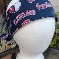 3” wide Cleveland Guardians self tie fabric headband, handmade, hair tie, hair wrap, pin up style, scarf, bandana, rockabilly style
