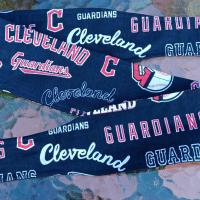 3” wide Cleveland Guardians self tie fabric headband, handmade, hair tie, hair wrap, pin up style, scarf, bandana, rockabilly style
