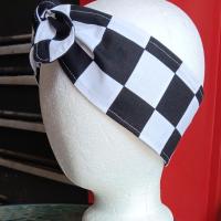 3” Wide Rockabilly headbands, hair wrap, pin up, scarf, hair tie, retro, diner music cars jukebox checks, red black white aqua