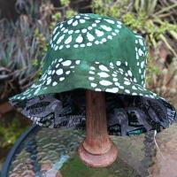 MSU Bucket Hat, Handmade, Reversible to Green & White Batik, Size LARGE, summer hat, fishing hat, floppy hat, Michigan