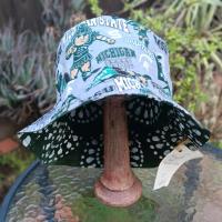 MSU Bucket Hat, Handmade, Reversible to Green & White Batik, Size LARGE, summer hat, fishing hat, floppy hat, Michigan