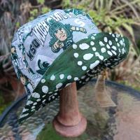 MSU Bucket Hat, Handmade, Reversible to Green & White Batik, Size LARGE, summer hat, fishing hat, floppy hat, Michigan