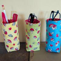 Mushroom Print Upright Eyeglasses Holder, Glasses Stand, Weighted Fabric Eyeglasses Case, Cottage Core Gift