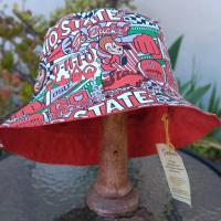 Ohio State University Football Pop Art Bucket Hat, Handmade, Reversible to Red, Limited Sizes, summer hat, fishing hat, floppy hat