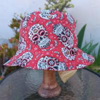 Ohio State University Sugar Skulls Bucket Hat, Handmade, Reversible to Red, Size LARGE, summer hat, fishing hat, floppy hat