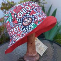 Ohio State University Football Pop Art Bucket Hat, Handmade, Reversible to Red, Limited Sizes, summer hat, fishing hat, floppy hat