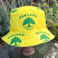 SELL the Team Bucket Hat, Reversible to the old Oakland City tree symbol on yellow, Unisex sizes up to 4XL, Oakland, floppy hat, sun hat, adults and older children