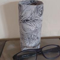 Peacock Print Eyeglasses Holder, Glasses Stand, Glasses Holder, Mom Gift, Weighted Stand-up Glasses Pouch, Peacock Lover Gift