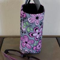 Pink & Grey Floral Eyeglasses Holder, Floral Glasses Stand, Glasses Holder, Mom Gift, Weighted Stand-up Glasses Pouch, Flower Lover Gift