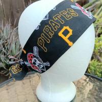 3” wide Pittsburgh Pirates headband, handmade, self tie, pin up style, hair tie, head scarf, bandana, retro style, hat band, rockabilly