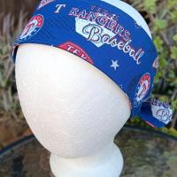 3” wide Texas Rangers headband, handmade, self tie, pin up style, scarf, retro style, bandana, rockabilly, baseball