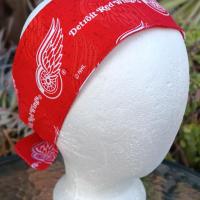 3” Wide Detroit Red Wings Headband, Red, Handmade, self tie, hair wrap, pin up style, hair tie, bandana, head scarf, retro style, rockabilly, hockey