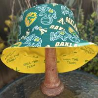 SELL the Team Bucket Hat, Yellow, Reversible to Swingin' A's, Unisex Sizes up to 4XL, Oakland A's, handmade from licensed fabric, floppy hat, sun hat, adults and older children