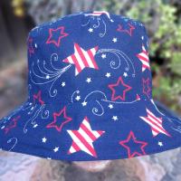 Patriotic Stars Bucket Hat, Navy Blue, Unisex Sizes up to 4XL, floppy hat, fishing hat, sun hat, beach hat, patriotic hat, July 4th