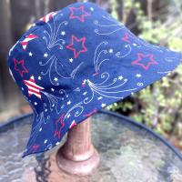 Patriotic Stars Bucket Hat, Navy Blue, Unisex Sizes up to 4XL, floppy hat, fishing hat, sun hat, beach hat, patriotic hat, July 4th