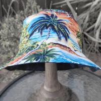 Tropical Theme Bucket Hat, Palm Trees, Sizes up to 4XL, floppy hat, fishing hat, sun hat, casual hat, beach hat, Hawaiian resort cruise vacation hat