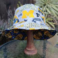 University of Michigan Sugar Skulls Bucket Hat, Handmade, Reversible, Size MEDIUM, summer hat, fishing hat, floppy hat