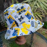 University of Michigan Sugar Skulls Bucket Hat, Handmade, Reversible, Size MEDIUM, summer hat, fishing hat, floppy hat