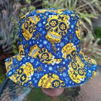 University of Michigan Sugar Skulls Bucket Hat, Handmade, Reversible, Size MEDIUM, summer hat, fishing hat, floppy hat