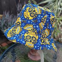 University of Michigan Sugar Skulls Bucket Hat, Handmade, Reversible, Size MEDIUM, summer hat, fishing hat, floppy hat
