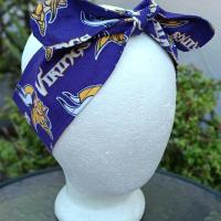 3” wide Minnesota Vikings hair tie, headband, pin up, self tie, scarf, retro style, rockabilly, handmade