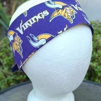3” wide Minnesota Vikings hair tie, headband, pin up, self tie, scarf, retro style, rockabilly, handmade
