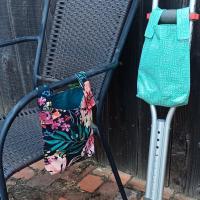 Simple small basic bag for crutch, walker, stroller, scooter handlebars, bed rail, caddy, hook and loop, Jogging running runners theme