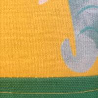 Elephants tote bag, green watercolor elephants on golden yellow, canvas bottom, magnetic snap, one pocket, elephant shopping market bag