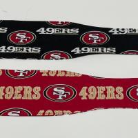 3” Wide San Francisco 49ers headband, handmade, Niners bandana, pin up style hair tie, retro style, rockabilly, head scarf, red or black