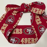 3” Wide San Francisco 49ers headband, handmade, Niners bandana, pin up style hair tie, retro style, rockabilly, head scarf, red or black