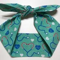 3” Wide Medical Theme headband, hair wrap, pin up, hair tie, neck, retro style, rockabilly, doctor or nurse gift, nursing student