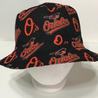 Baltimore Orioles Bucket Hat, Reversible to Black, Unisex Sizes up to 4XL, Cotton, Handmade, fishing hat, sun hat, floppy hat, ponytail hat