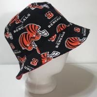 Cincinnati Bengals Bucket Hat, Handmade, Reversible to Tiger Stripes, Sizes up to 4XL, fishing hat, sun hat, summer hat, floppy hat