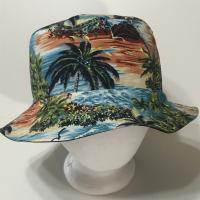 Tropical Theme Bucket Hat, Palm Trees, Sizes up to 4XL, floppy hat, fishing hat, sun hat, casual hat, beach hat, Hawaiian resort cruise vacation hat
