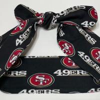 3” Wide San Francisco 49ers headband, handmade, Niners bandana, pin up style hair tie, retro style, rockabilly, head scarf, red or black