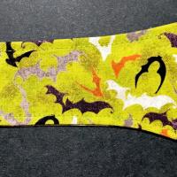 3” Wide Flying Bats headband for Halloween, green, self tie, hair wrap, pin up style, hair tie, hat scarf, hat band