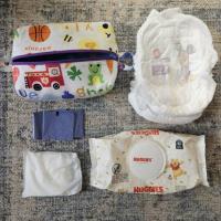 Boxy Zipper Diaper Pouch, Wipes Pouch, Diaper Bag Organizer, White Whales, Baby Shower Gift, Gift for Whale Lover