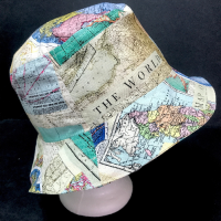 Map Theme Bucket Hat, Reversible, World Travel, Geography, Tourist Hat, Cruise Hat, Traveler Gift, Cartography, ponytail hat, up to 4XL