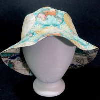 Map Theme Bucket Hat, Reversible, World Travel, Geography, Tourist Hat, Cruise Hat, Traveler Gift, Cartography, ponytail hat, up to 4XL