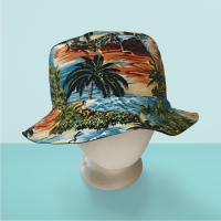 Tropical Theme Bucket Hat, Palm Trees, Sizes up to 4XL, floppy hat, fishing hat, sun hat, casual hat, beach hat, Hawaiian resort cruise vacation hat