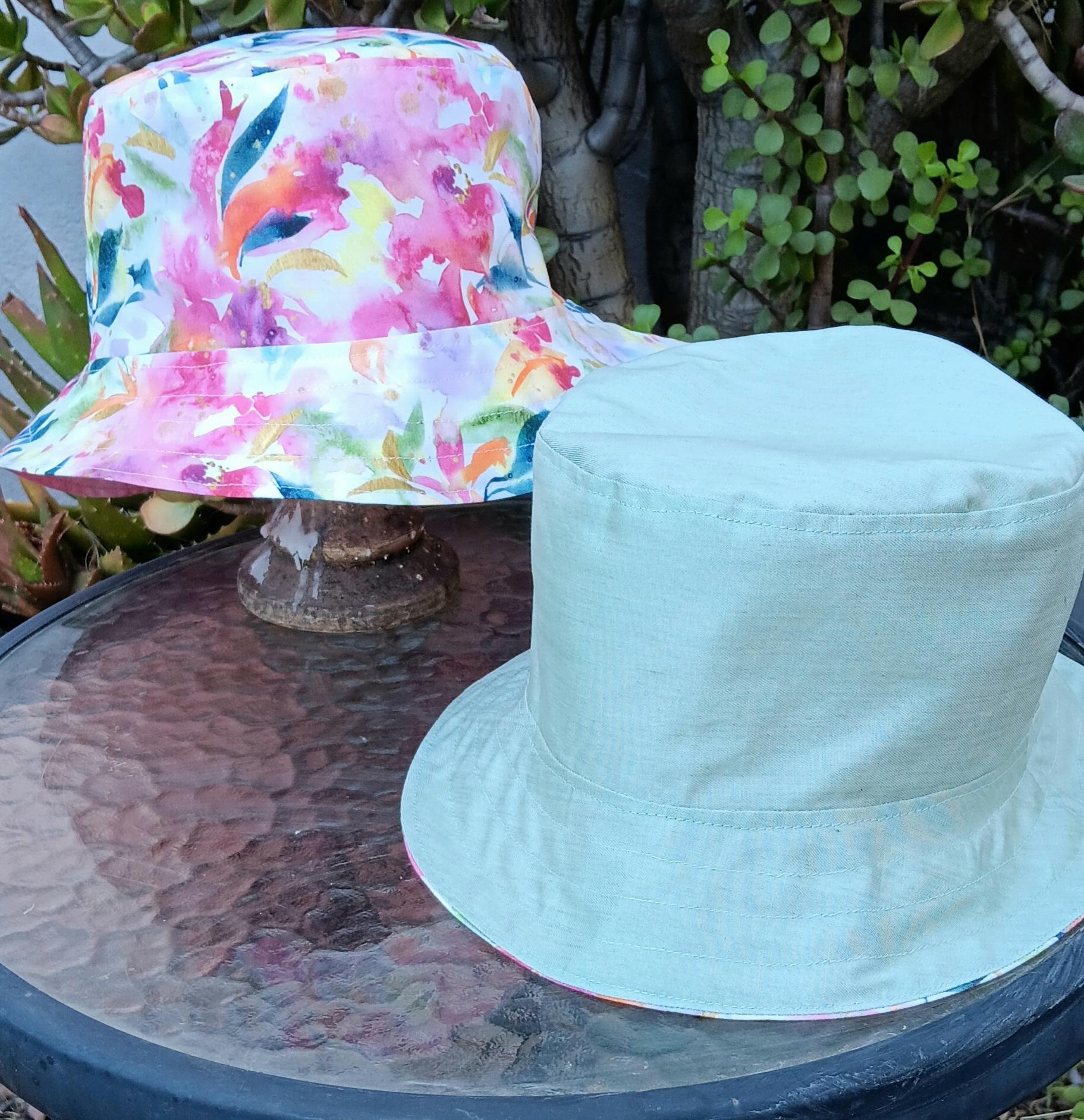 Watercolor Floral Bucket Hat,  Reversible, Tropical Print Floppy hat, Sun Hat, Beach Hat, sizes up to 4XL