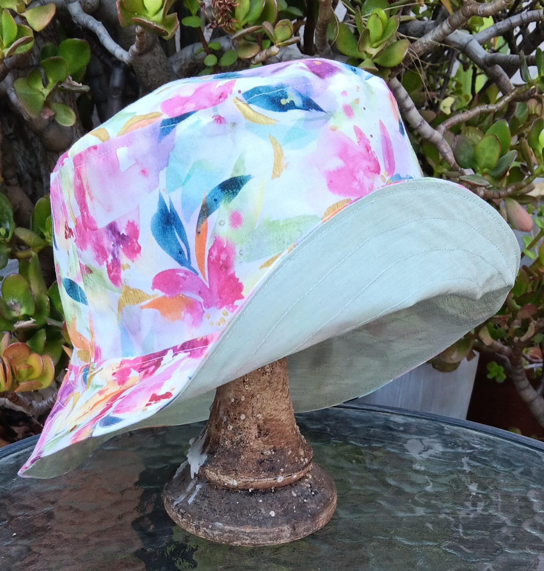 Watercolor Floral Bucket Hat,  Reversible, Tropical Print Floppy hat, Sun Hat, Beach Hat, sizes up to 4XL