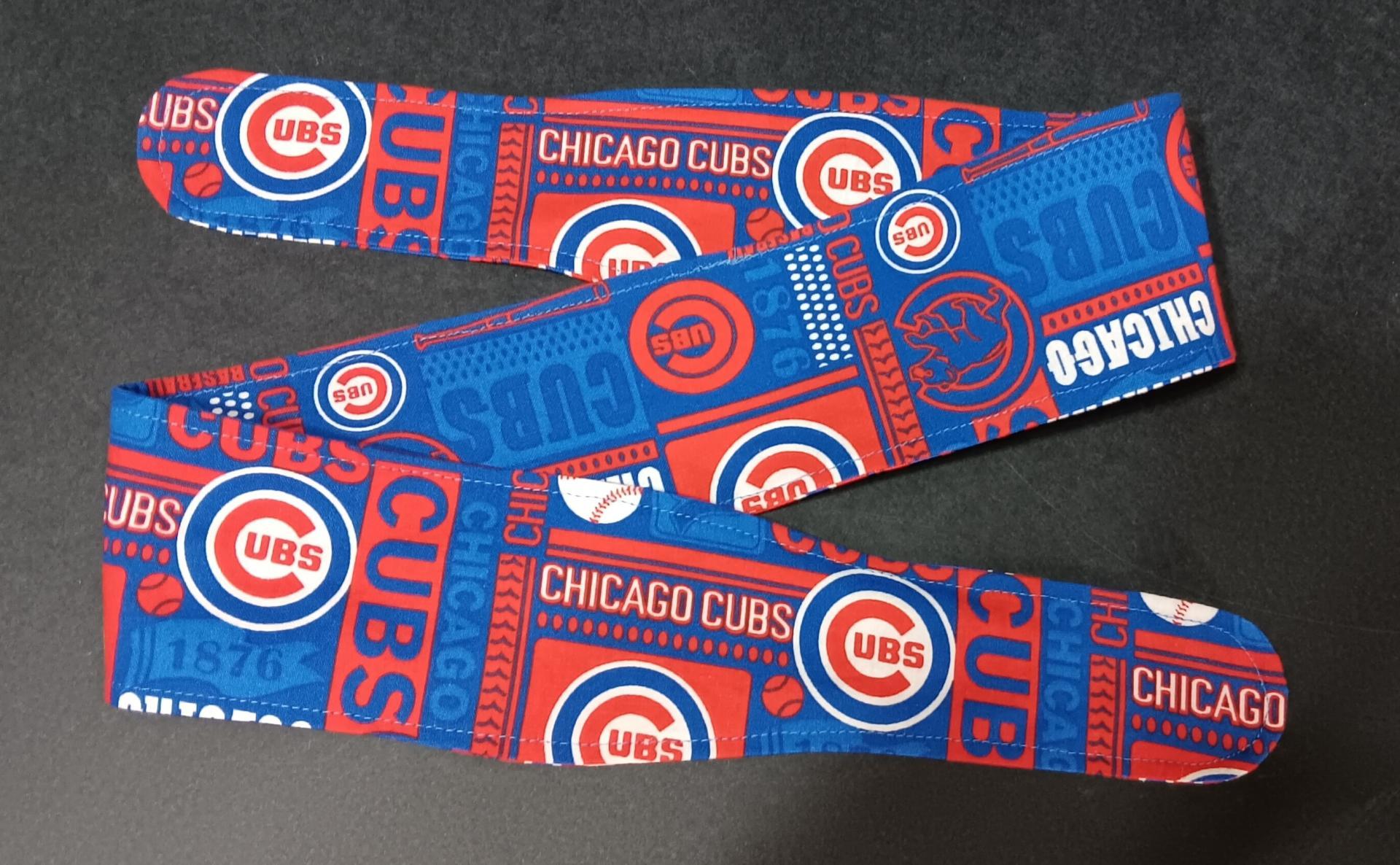 3” Wide Chicago Cubs Headband, hair wrap, pin up, hair tie, head wrap, scarf, retro style, rockabilly, top knot, handmade