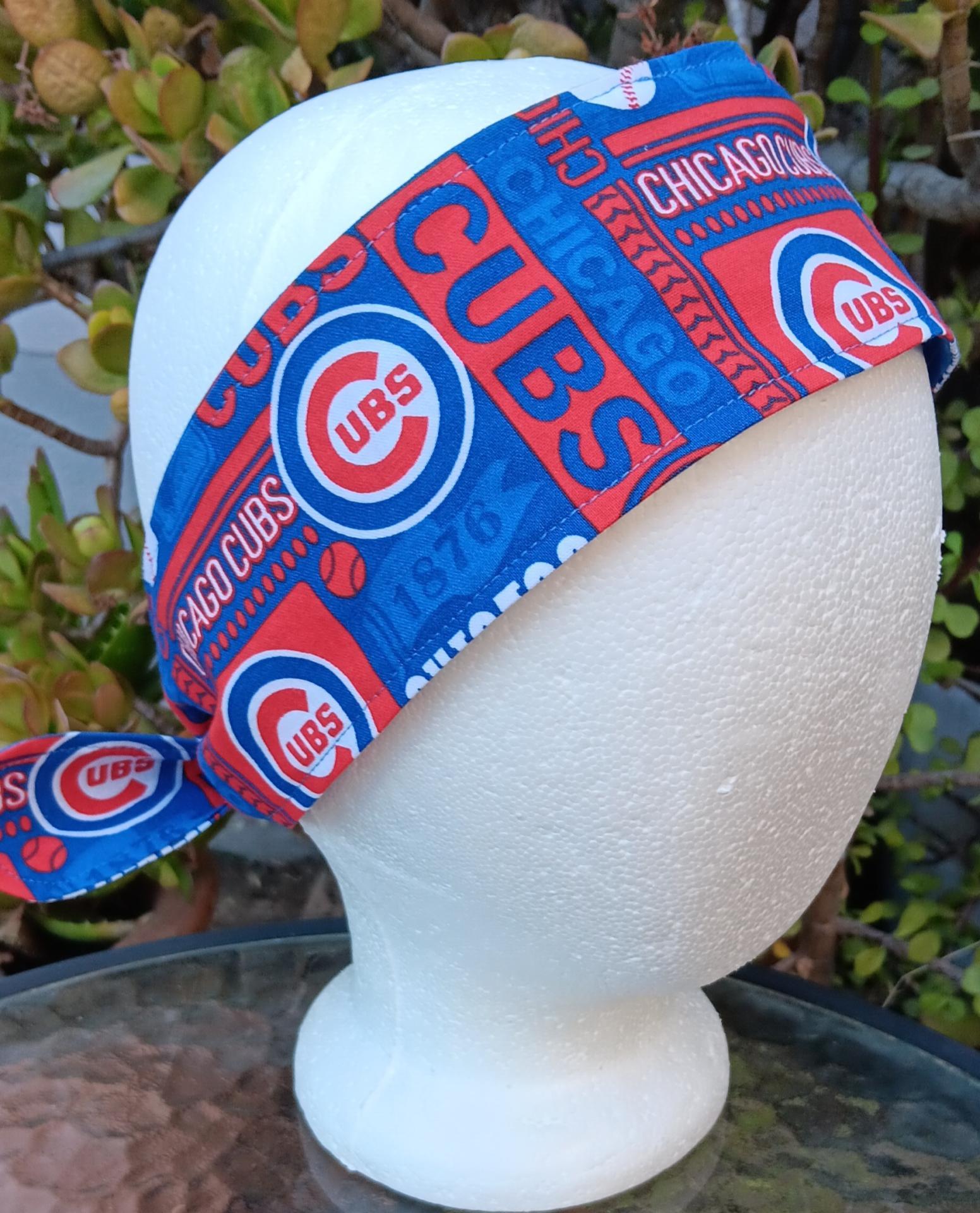3” Wide Chicago Cubs Headband, hair wrap, pin up, hair tie, head wrap, scarf, retro style, rockabilly, top knot, handmade
