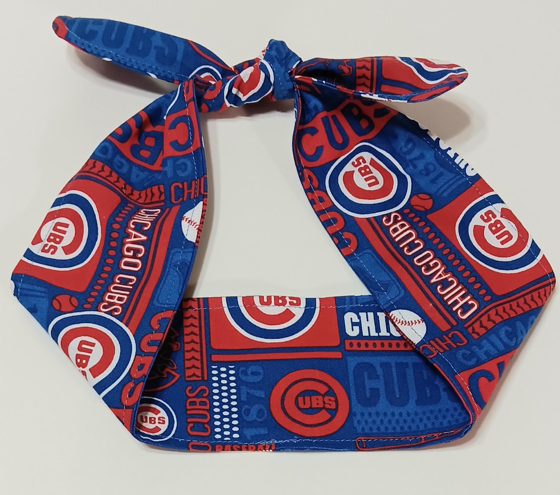 3” Wide Chicago Cubs Headband, hair wrap, pin up, hair tie, head wrap, scarf, retro style, rockabilly, top knot, handmade